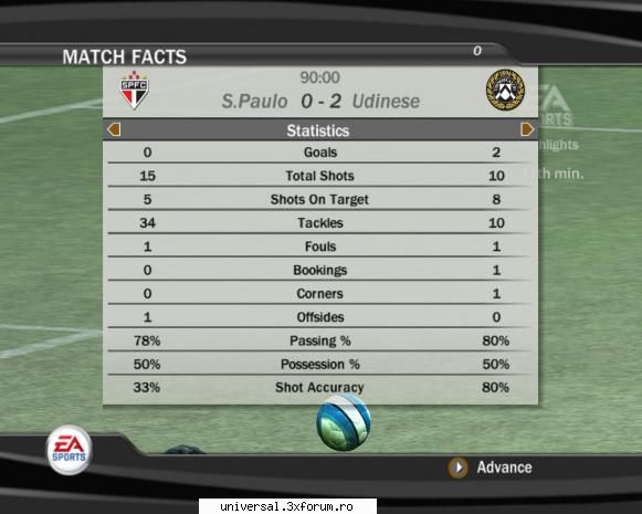 sao paolo (versor) � udinesse (mr.eko)  
                         0 - 2 ~ rezultate etapa 5 ~