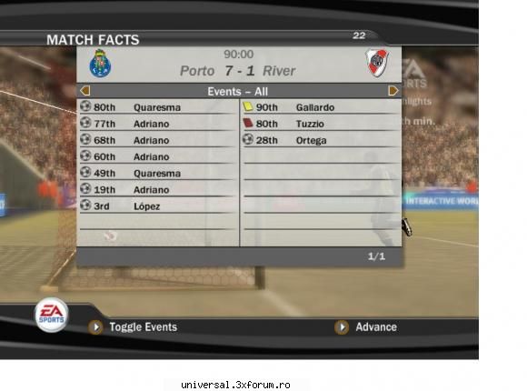fc porto (quaresma) � river plate (butuk)
            7                -          1 ~ rezultate