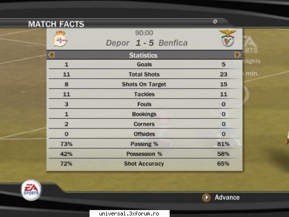 deportivo la coruna (florinho) - benfica (danny) 1-5 semifinale