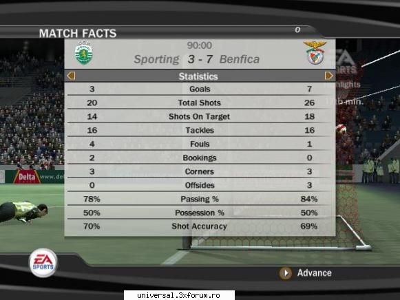 benfica (danny) - sporting lisbon (neaga) 7-3 finala